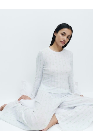Marks & Spencer Desenli Pijama Takımı T37006221X Yeşil