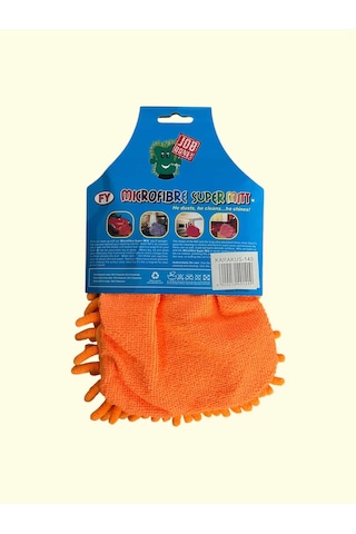 Mikrofiber Araç Temizlik Eldiveni Çift Taraflı Yıkama Araba Motor Jant İç Temizlik Eldiveni Turuncu