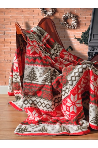 Vicuna Home Glow Pamuklu Yılbaşı Battaniyesi Çok Renkli 200 x 220