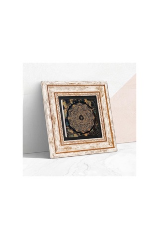 Lexroo Sri Yantra Taş Duvar Tablosu - Çerçeveli Taş Tablo - Dekoratif Duvar Sanatı