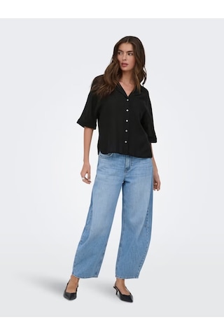 Only Onlyonlbruxelles Ss Linen Bl Kadın Keten Gömlek 15314215 Siyah