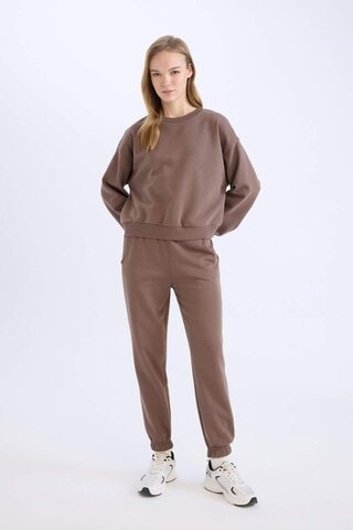 Defacto Regular Fit 2li Takım Kalın Bisiklet Yaka Sweatshirt Esnek Belli Jogger Eşofman Altı D8022axnsbn66 Kahve