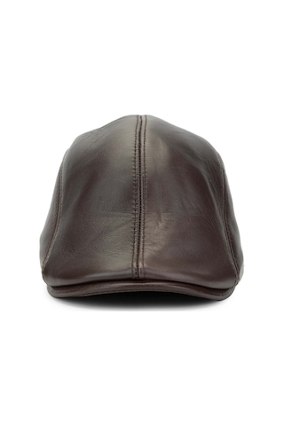 Tamer Tanca Erkek Hakiki Deri Kahverengi London Şapka 524 1129 Spk Y25 Kahve Koyu Kahve