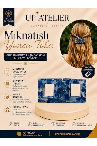 Mıknatıslı Kemik Kare Toka 6cm Mavi Mıknatıslı Kemik Kare Toka 6cm Mavi