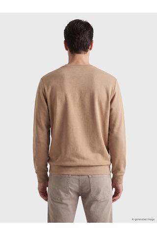 Lcwaıkıkı Classic Bej Bisiklet Yaka Baskılı Sweatshirt