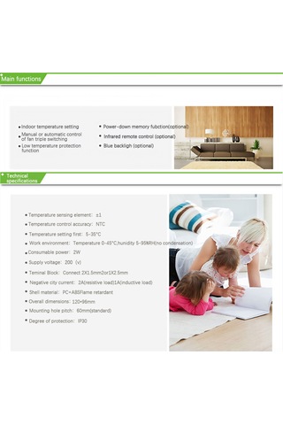 Moveevo T6861h2wb Lcd Dijital Termostat 9p 2 Borulu Fan Kontrolü Oda Sıcaklığı Regülatörü Yatay Mavi Ekran Soğutma-ısıtma Modu