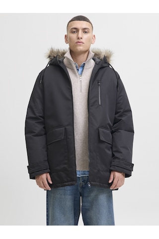 Jack & Jones Erkek Kapüsonlu Rüzgar Geçirmez Parka - Charlie - 12279464 Black