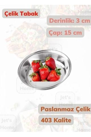Çelik Tabak 15 Cm No:1 Paslanmaz Tabak 430 Kalite Çelik Gri