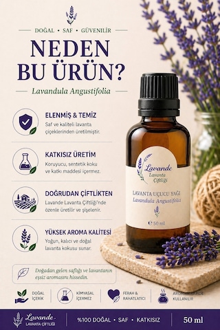 Lavande Lavanta Çiftliği Lavanta Yağı L.Angustifolia İçten Damlalıklı 50 ML