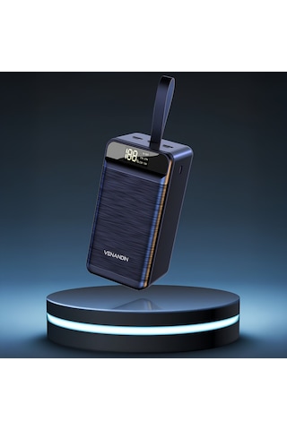 Venandin Pwb80a1 80.000 Mah Powerbank 22.5w Hızlı Şarj Entegre Kablolu, Led Göstergeli, Çoklu Çıkış Siyah