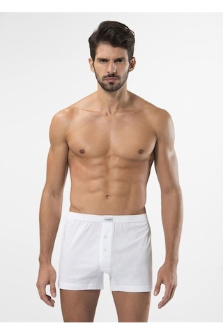 Türen 186 Düğmeli Boxer Ikili Paket-Beyaz - M