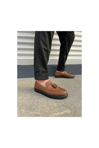 DMR Elegance Jy153 Bloom Bağcıksız Püsküllü Cilt Erkek Günlük Spor Klasik Ayakkabı Cst - Taba