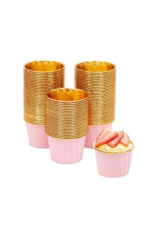 Metalik Pembe Gold Renk Muffin Cupcake Kek Kalıbı 25'li Çok Renkli