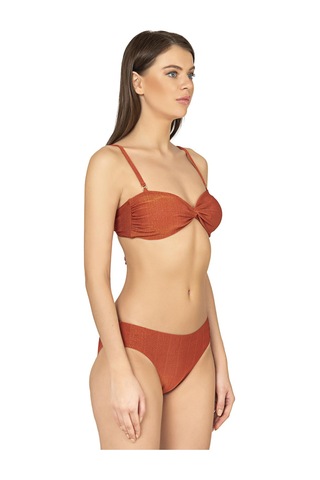 Endeep Kadın Bağlama Detaylı Straplez Kiremit Bikini Takımı Kiremit