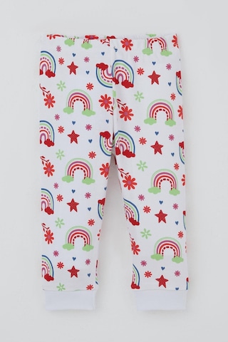 Breeze Kız Bebek Pijama Takımı Gökkuşağı Masalı Çiçek Desenli 4 Ay-1 Yaş, Beyaz Beyaz