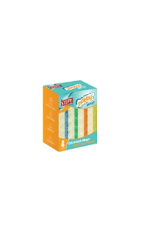 Stepy Çok Amaçlı Mercan Sünger Düz 4 Lü X 5 Paket