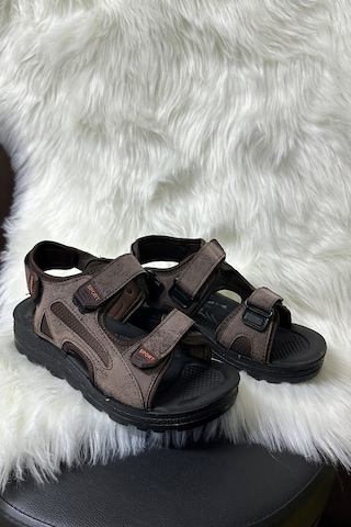 Günlük Unisex Kalın Anatomik Taban Cırtlı Ayarlanabilir Plaj Havuz Deniz Sandalet 037-337-183 Kahverengi Gençpoli