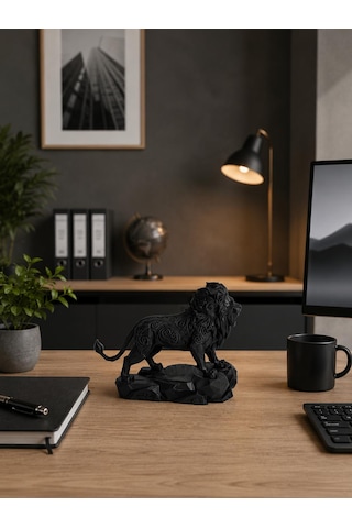Aslan Figürlü Dekoratif Biblo Modern Masaüstü Ofis Dekoru Ev Dekorasyonu 7 X 12 Cm