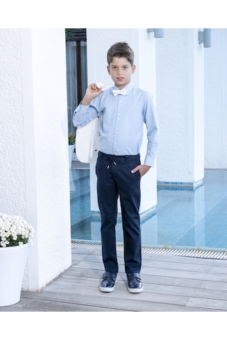 Erkek Çocuk Takım Elbise 4'lü Spor Takım Ceket-pantolon-gömlek-papyon 3-14 Yaş Beyaz