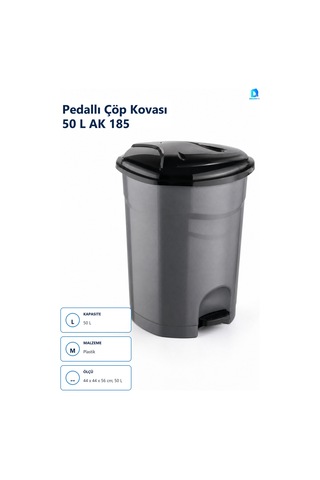 Pedallı Çöp Kovası 50 L Plastik Çok Renkli