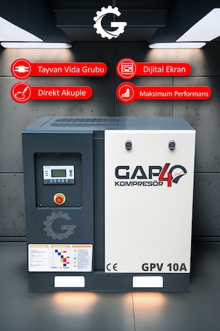 Gap Kompresör Vidalı Hava Kompresörü 10 HP Tek Makine GPV10a