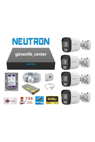 Neutron Gece Renkli Sesli Herşey Dahil 4 Kameralı Set Neu-ab120
