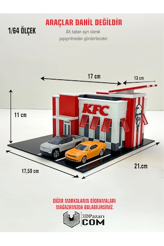 3d Baskı 1/64 Ölçekli Kfc Bina Tasarımlı Diorama Araç Sergileme Garajı