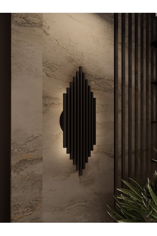 Nox Siyah Modern Şarjlı Aplik Sarı Işık Yayan Lamba