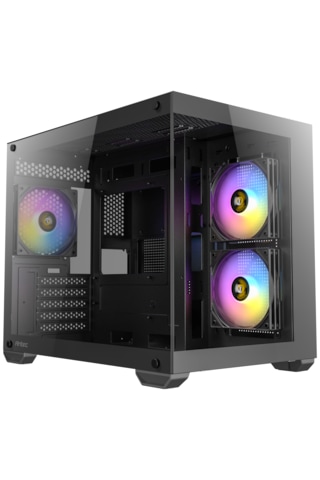 Antec Cx600m Rgb Mini Tower Oyuncu Kasası - 270 Panoramik Temperli Cam - 3x120mm Argb Fan - Micro-atx / Itx - Usb Type-c - Çift Bölmeli Tasarım - Dikey Hava Akışı