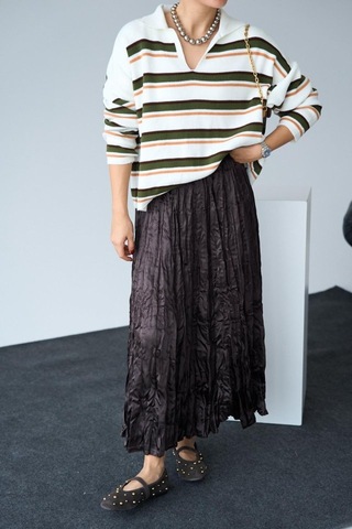 Saten Uzun Etek - Kahve Kahve