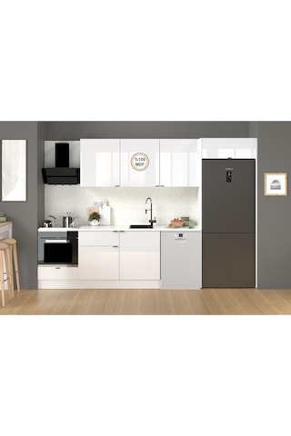 320 Cm %100 Mdf Tezgahlı Efil Ankastre Mutfak Dolabı Beyaz