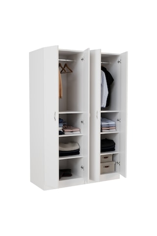 Gümüş Giyinme Dolabı - Çok Amaçlı Dolap - Gardırop 180 Cm-4 Kapaklı