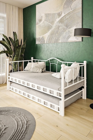 Argimo Kamelya Yavrulu Daybed Sedir Beyaz Karyola 90x190
