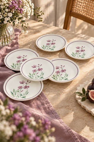 Bernardo Violet 6 Parça Pasta Takımı Beyaz - Pembe