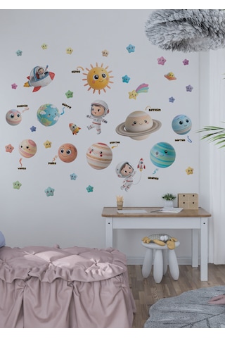 Gezegenler Ve Astronotlar Çocuk Odası Duvar Sticker Seti 01