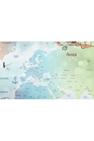 Dünya Haritası Ülkeler Renkl Eğitici Duvar Kağıdı