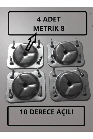 Hamadex Açılı Metal Bağlantı Aparatı, M8 Vida Girişli, 4 Adet, Mobilya Montaj Aparatı, Masa Sandalye Sehpa İçi Çok Renkli