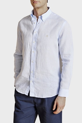 Brooks Brothers % 100 Keten Regular Fit Düğmeli Yaka Gömlek Erkek Gömlek Bbss26msh022116 Açık Mavi Açik Mavi