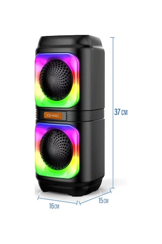 Diğer - Siyah - Bluetooth Hoparlör 10w Speaker Tws Kablolu Karaoke Mikrofon 2x4inç Rgb Işıklı 1500mah Batarya Bls-48