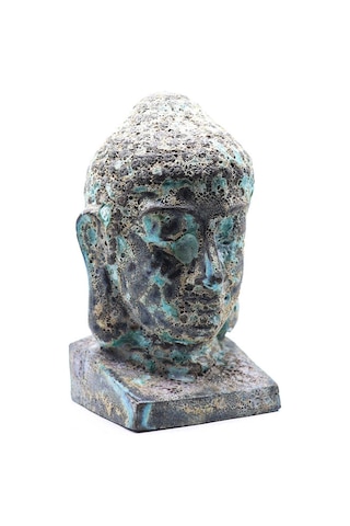 Buddha Heykel Büst Turkuaz Büyük Boy