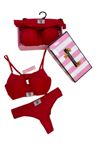 Victoria's Secret Victoria"s Secret Push Up Set Alt Üst Dolgulu Sütyen Ve Külot Takım 2"li Set Kırmızı
