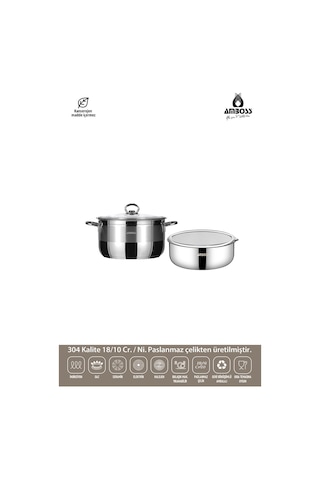 4 Parça Cook And Store Paslanmaz Çelik Tencere Saklama Kabı Pratik Set Gri