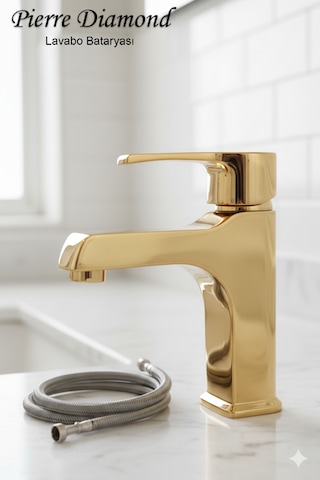 590-1 Lavabo Bataryası Lüks Ağır Tip Sabit Banyo Lavabo Musluğu Siyah Beyaz Gold Krom Gold