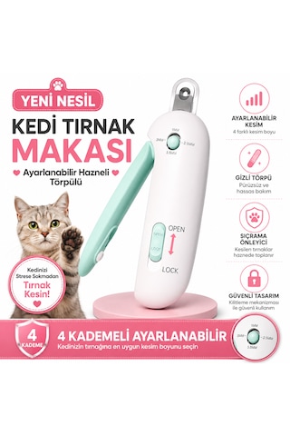 Ayarlanabilir, Hazneli, Törpülü Kedi Tırnak Makası - Mavi