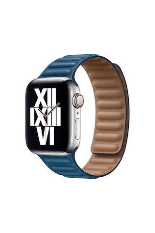 Watch 44mm Uyumlu Krd-34 Deri Mkst Kordon-petrol Mavi