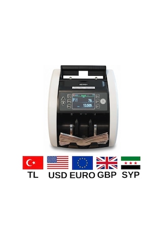 Bill Counter Ae-2001 Karışık Para Sayma Makinesi Usd, Euro, Tl, Gbp, Syp