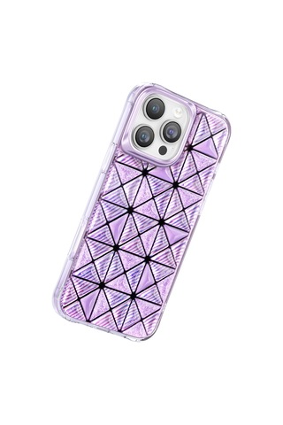 İphone 16 Pro Max Uyumlu Kılıf 3d Buz Blok Desenli Zore Paris Kairo Tpu Kapak Mor