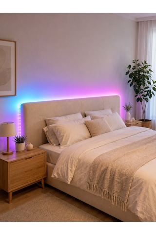 2835 Rgb Şerit Led 5 Metre 54 Led/m Uzaktan Kumandalı Renkli Dekorasyon Işığı Çokrenkli