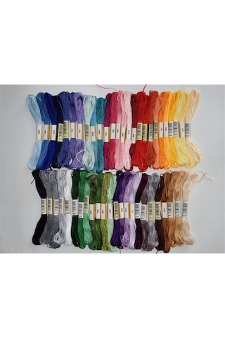 Almila 50 Adet Muline 8 Metre 6 Kat Farklı Renk Kanaviçe Nakış Ip
