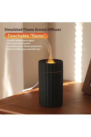 Ls15 Mini Alev Efektli Araç Nemlendirici 3d Usb Aroma Difüzörü Mum Tipi Hava Nemlendirici